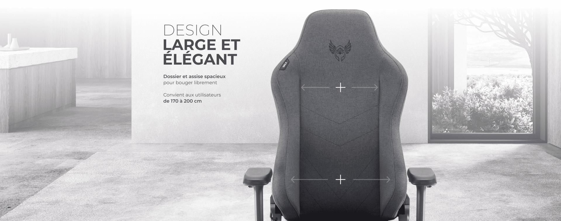 Chaise Freya Elite avec dossier et assise larges pour utilisateurs grands